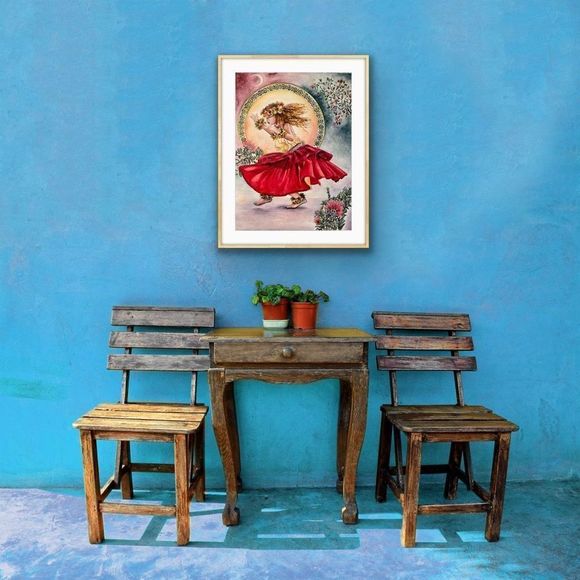 Tip Toe Dancing Upon The Earth Hula Dance Watercolor Art Print AJJ Arts - Picture 4 of 13